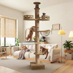 Adjustable Cat Tree House Floor To Ceiling Wooden Large Cat Tree Scratching Post Hammock Cat Pet Products Multi-Level Play Space - Mur&Moi
