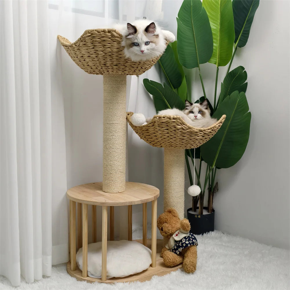 3-Tier Cat Tree Padded Plush Napping Perches Kitten Condo Sisal Rope Scratching Posts and Hanging Toy Tower for Indoor Kitties - Mur&Moi