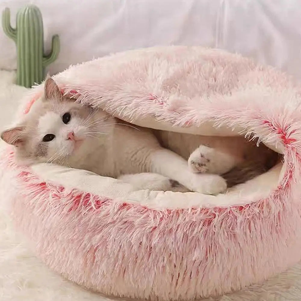 Winter Plush Round Cat Bed Pet Mattress Warm Soft Comfortable Basket Cat Dog 2 in 1 Sleeping Bag Nest for Small Dogs - Mur&Moi