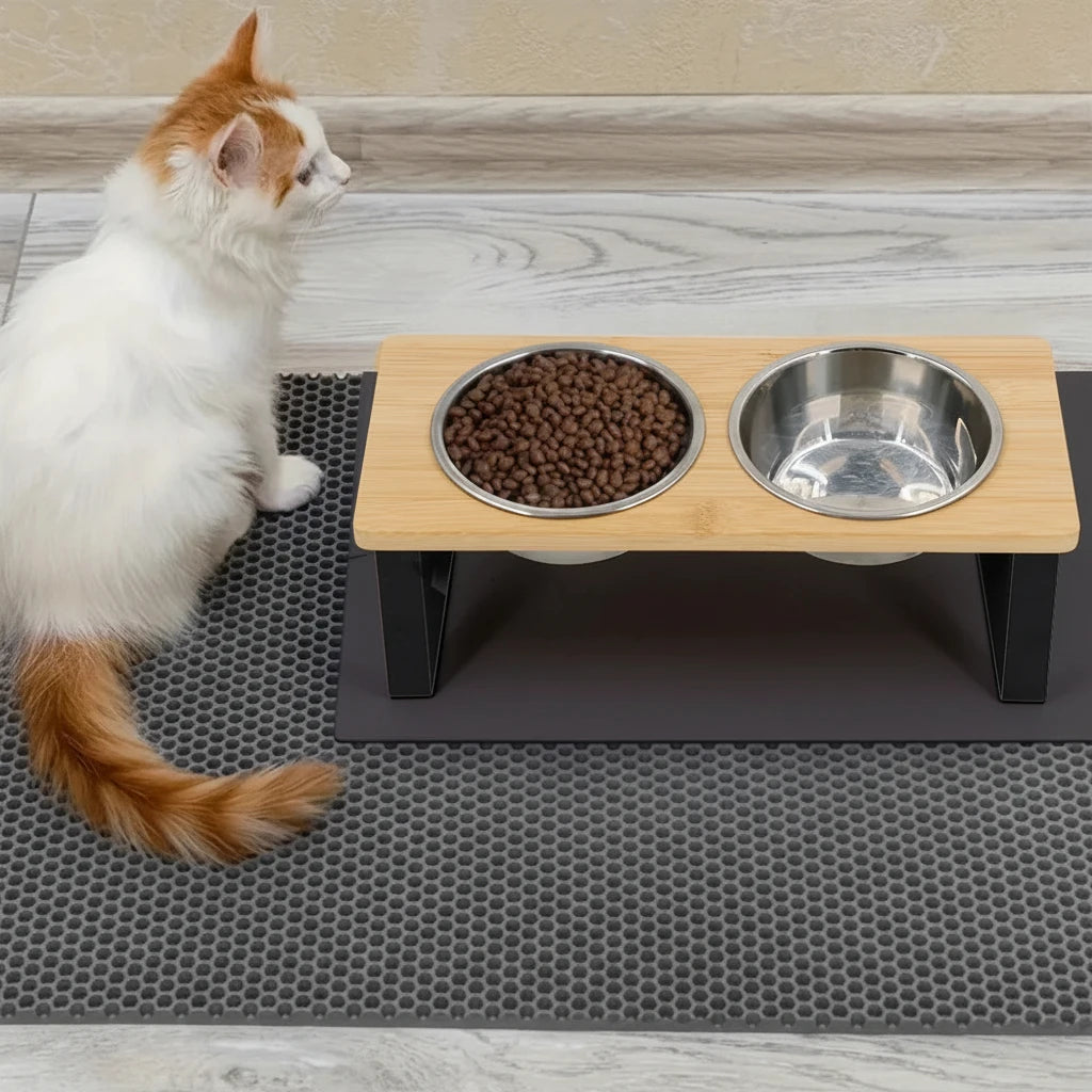 Gamelle double surélevée inox | Felismart - Mur&Moi