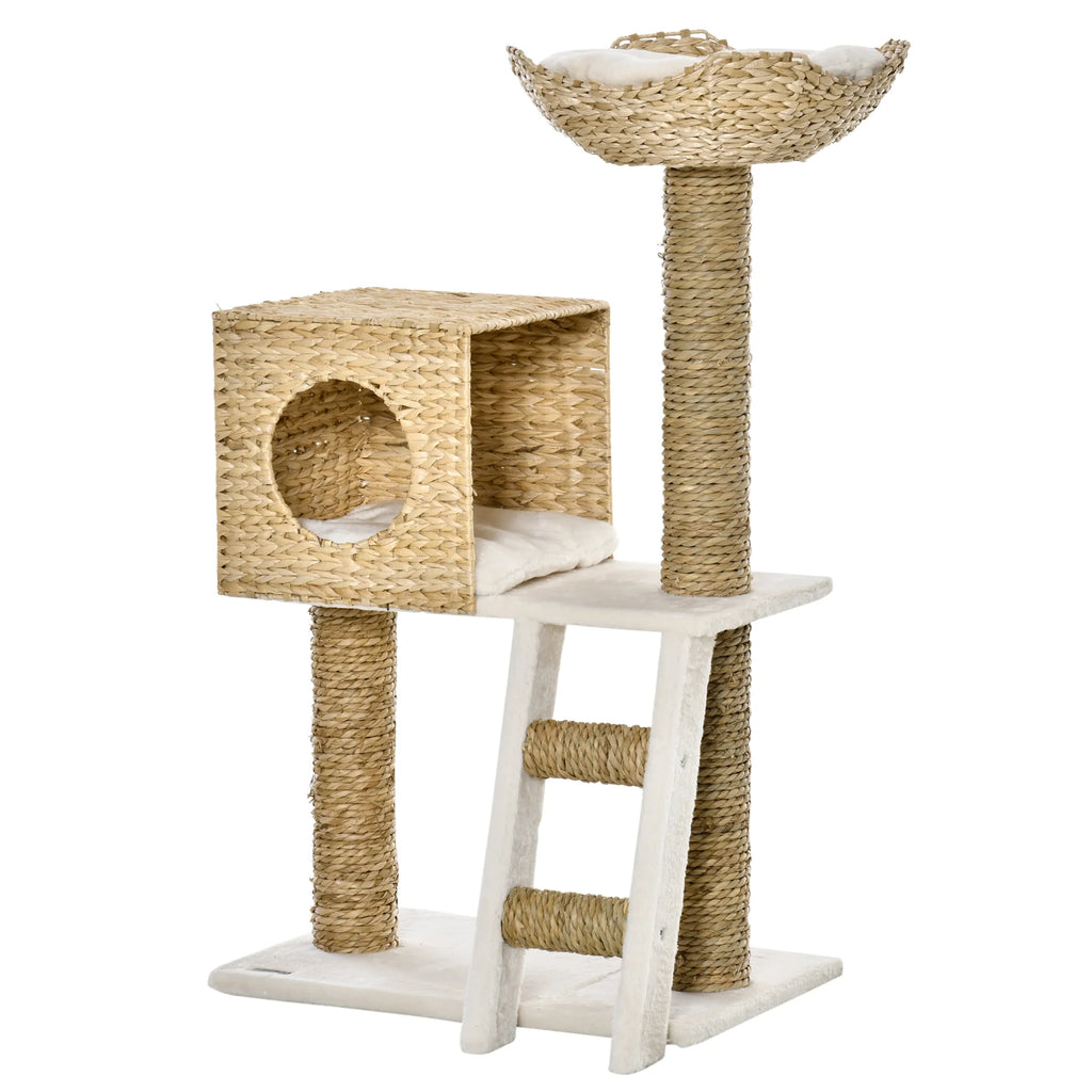 Pawhut Scratching Tree for Medium Cats Height 100.5cm with Cave Top Bed - Mur&Moi