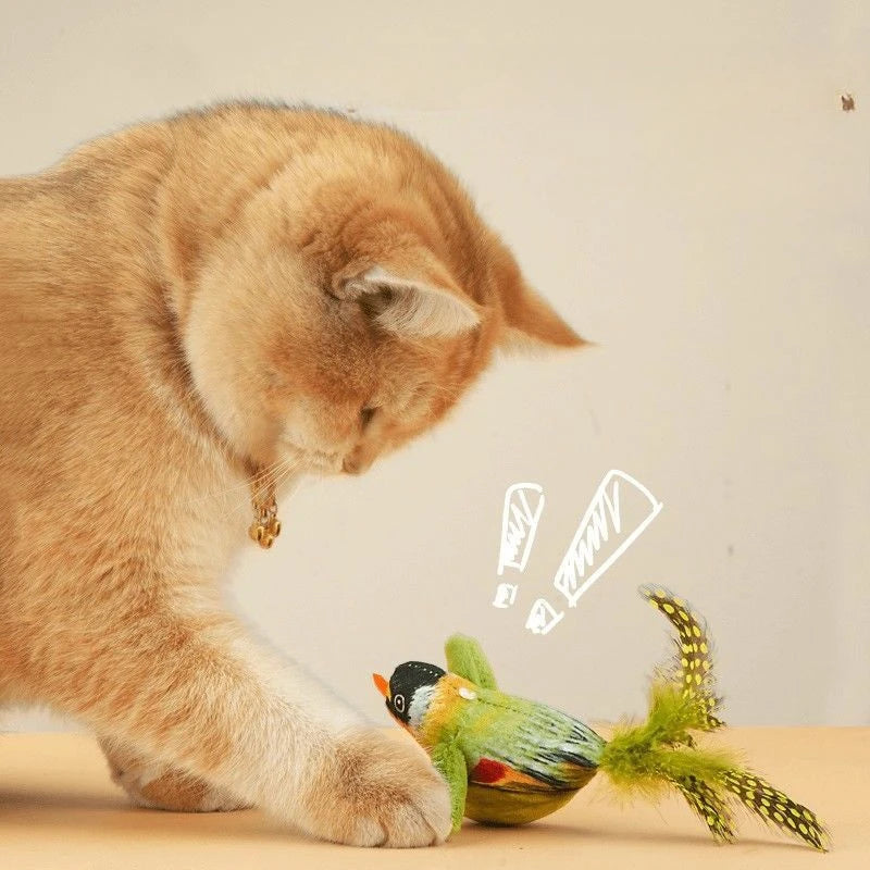 Indoor Interactive Birds Toy for Cat Chasing Teasing Toy Sounding Catnip Cat Teaser Toy Self-hilarity Wall Hanging Birds Cat Toy - Mur&Moi