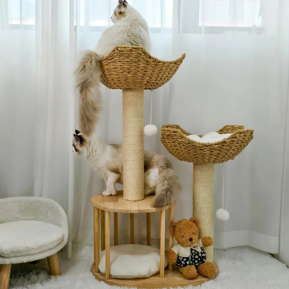 3-Tier Cat Tree Padded Plush Napping Perches Kitten Condo Sisal Rope Scratching Posts and Hanging Toy Tower for Indoor Kitties - Mur&Moi