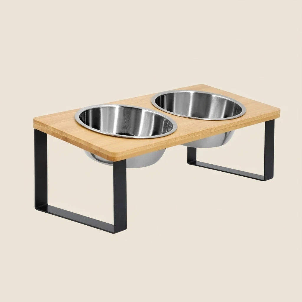 Gamelle double surélevée inox | Felismart - Mur&Moi