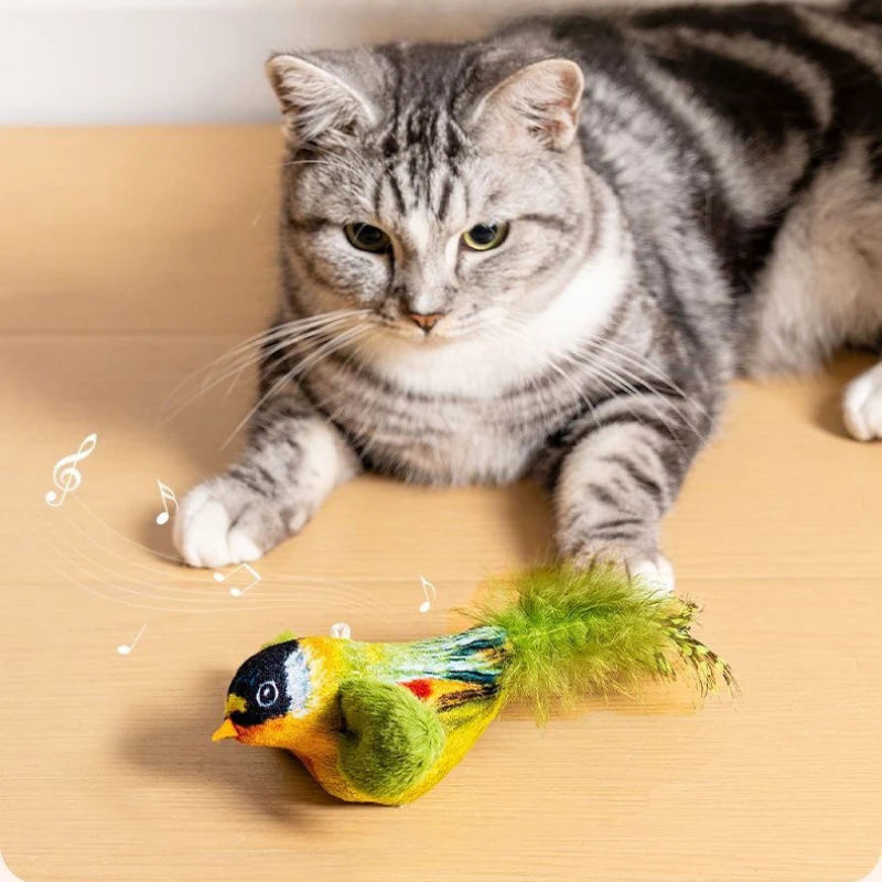 Indoor Interactive Birds Toy for Cat Chasing Teasing Toy Sounding Catnip Cat Teaser Toy Self-hilarity Wall Hanging Birds Cat Toy - Mur&Moi