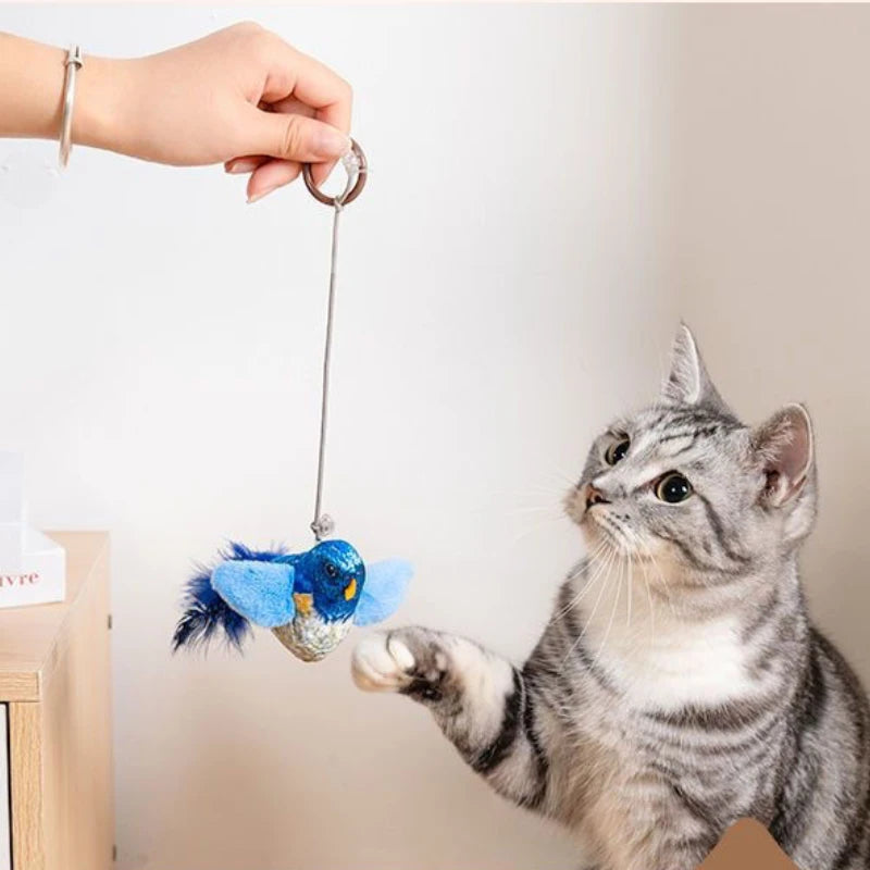 Indoor Interactive Birds Toy for Cat Chasing Teasing Toy Sounding Catnip Cat Teaser Toy Self-hilarity Wall Hanging Birds Cat Toy - Mur&Moi