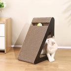 2 In 1 Cat Scratcher Cardboard Triangles Shaped With Spinnings Balls Sturdy Anti-Scratch Relieves Cat Stress Toy For Pet Use - Mur&Moi