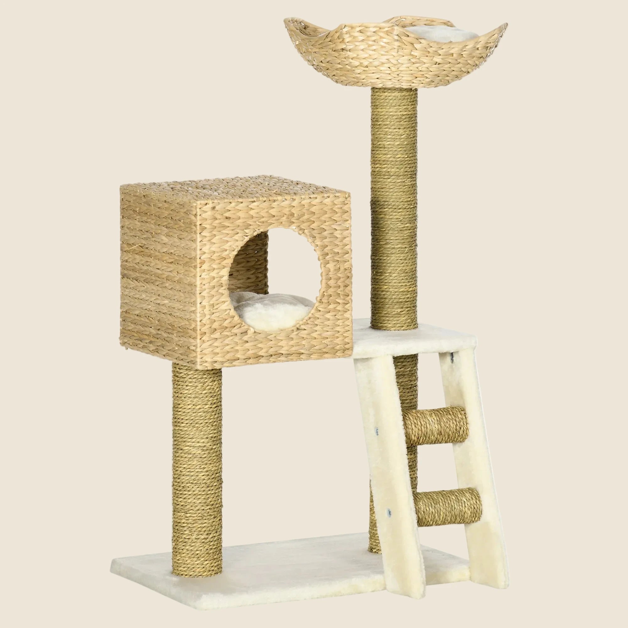 Pawhut Scratching Tree for Medium Cats Height 100.5cm with Cave Top Bed - Mur&Moi